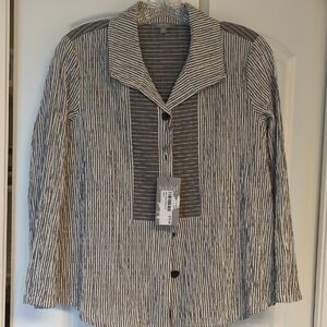 Habitat Black and White Striped Shirt Notched Lapel